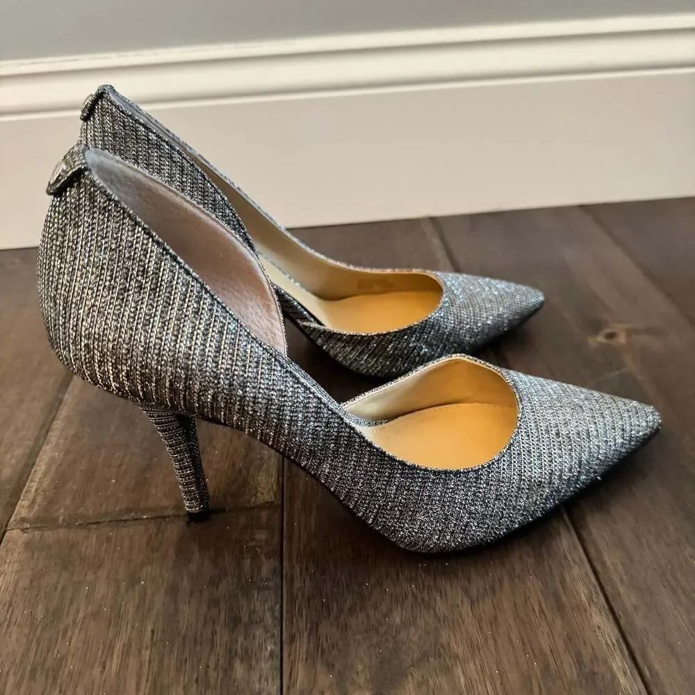Michael Kors Silver Glitter Pointed Toe D'Orsay Pumps Size 8